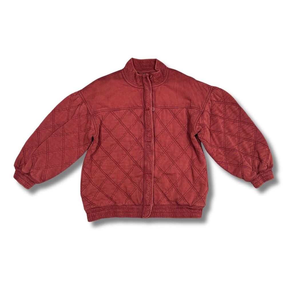 Free People Juno Quilted Bomber Jacket - Port, L, NWOT